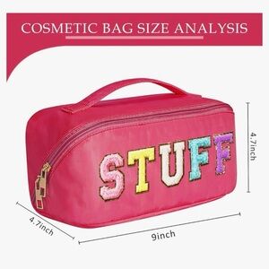 Travel Cosmetic Bag. Lays flat. Stoney Clover. Pink.